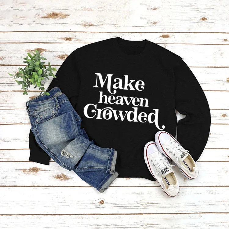 Round Neck Set Tops Long Sleeve Makeheaven Print Loose Sweatshirt