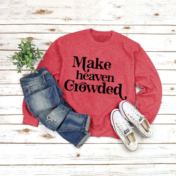 Round Neck Set Tops Long Sleeve Makeheaven Print Loose Sweatshirt