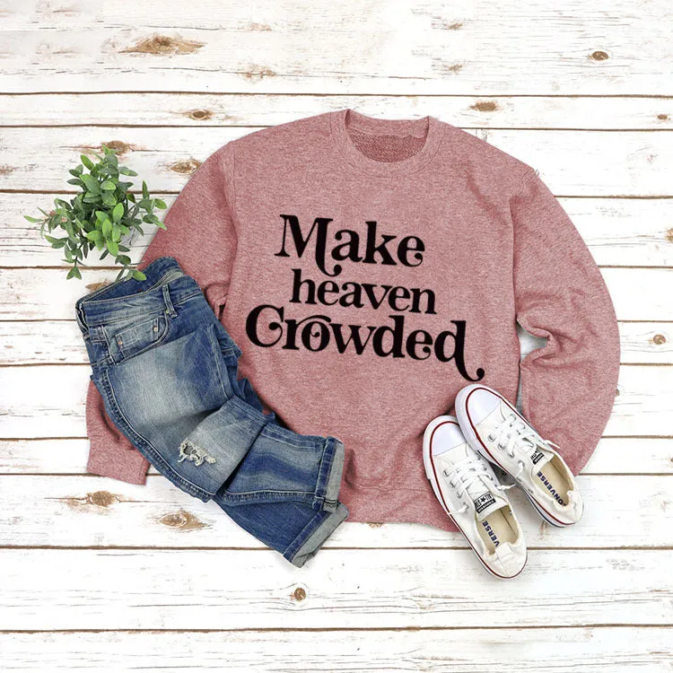 Round Neck Set Tops Long Sleeve Makeheaven Print Loose Sweatshirt