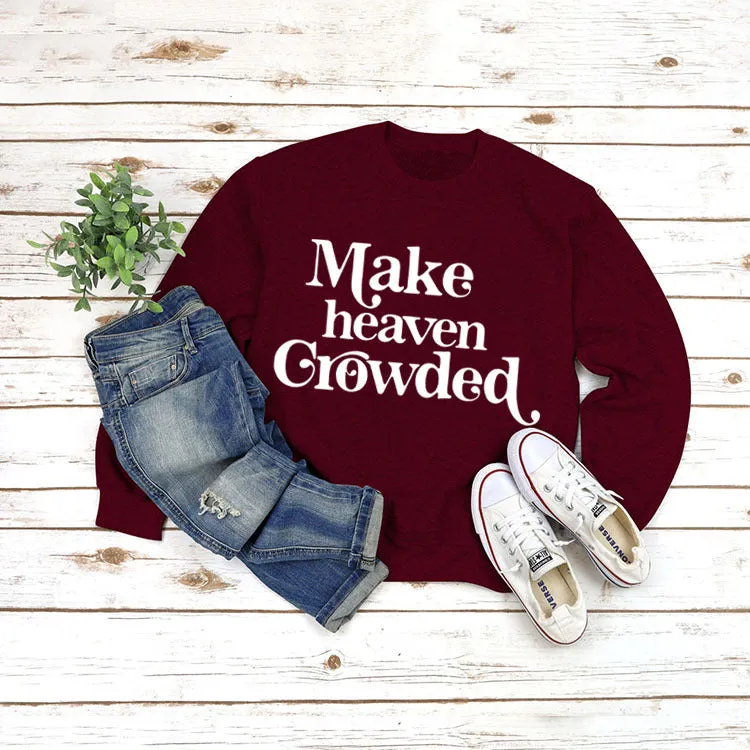 Round Neck Set Tops Long Sleeve Makeheaven Print Loose Sweatshirt
