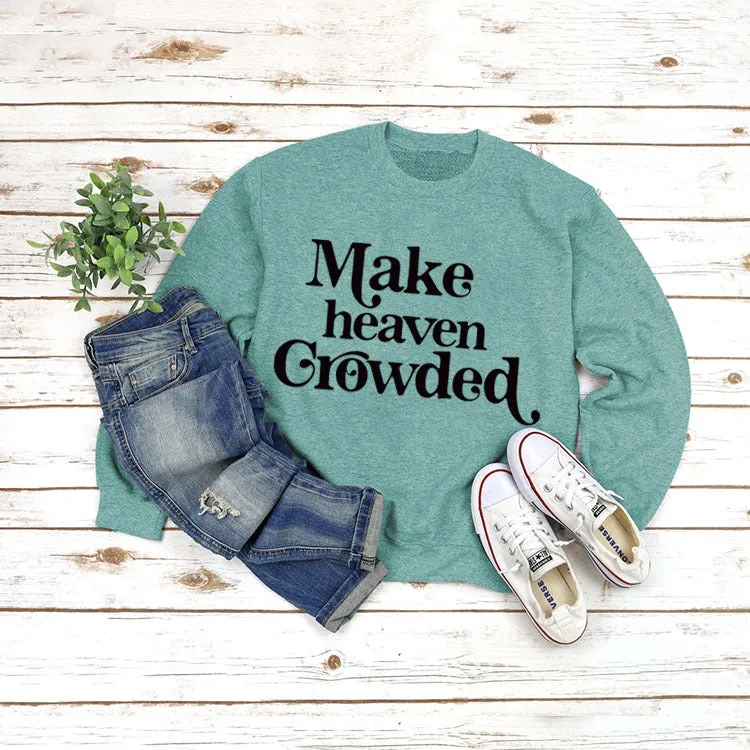 Round Neck Set Tops Long Sleeve Makeheaven Print Loose Sweatshirt