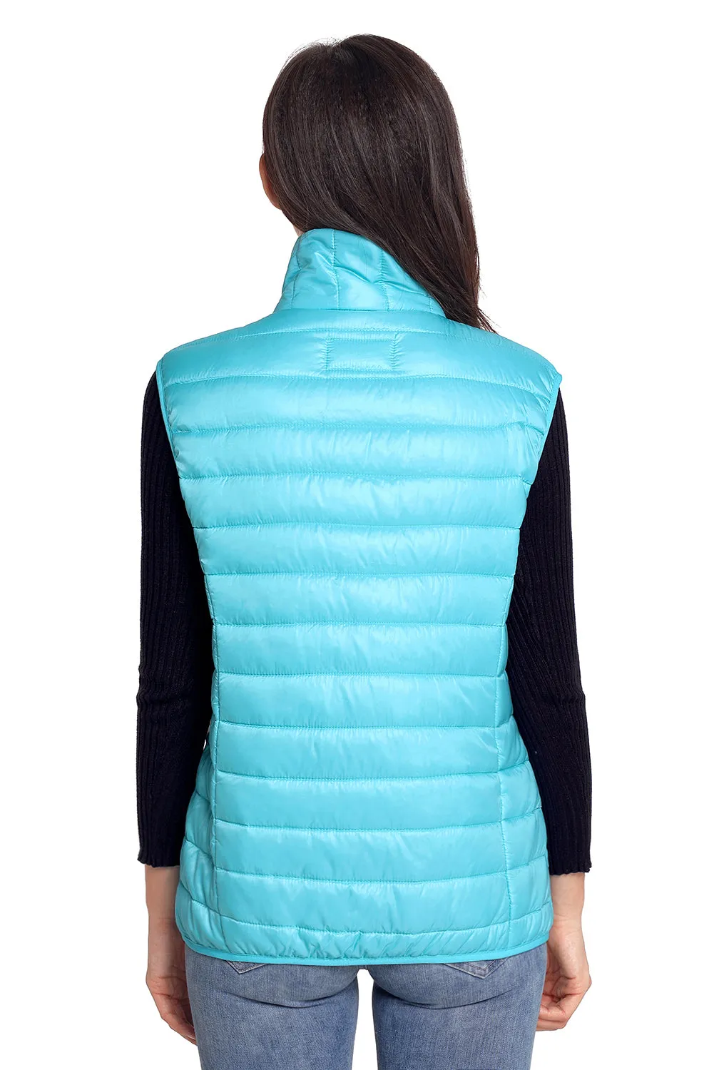 Sexy Turquoise Quilted Cotton Down Vest