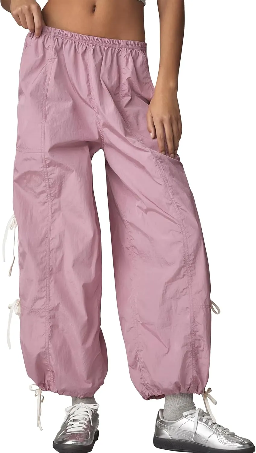 Side Bow Knot Track Pants for Women Summer Lightweight Loose Trousers Casual Baggy Y2K Lounge Pants with Pockets