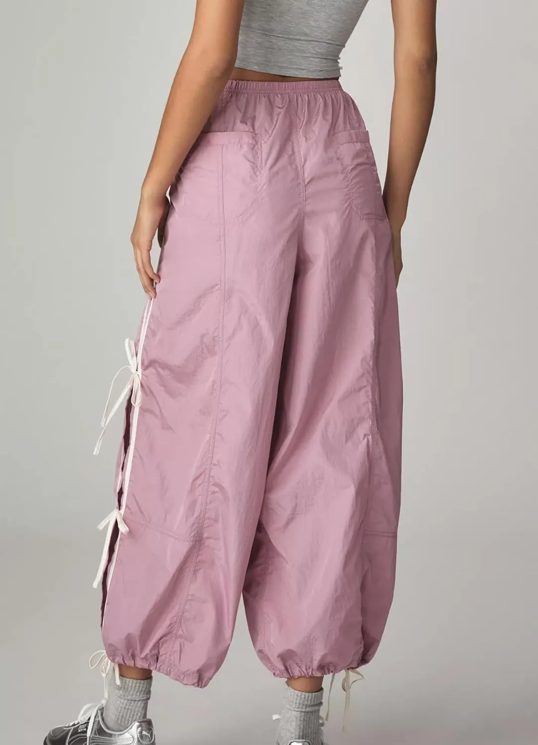 Side Bow Knot Track Pants for Women Summer Lightweight Loose Trousers Casual Baggy Y2K Lounge Pants with Pockets