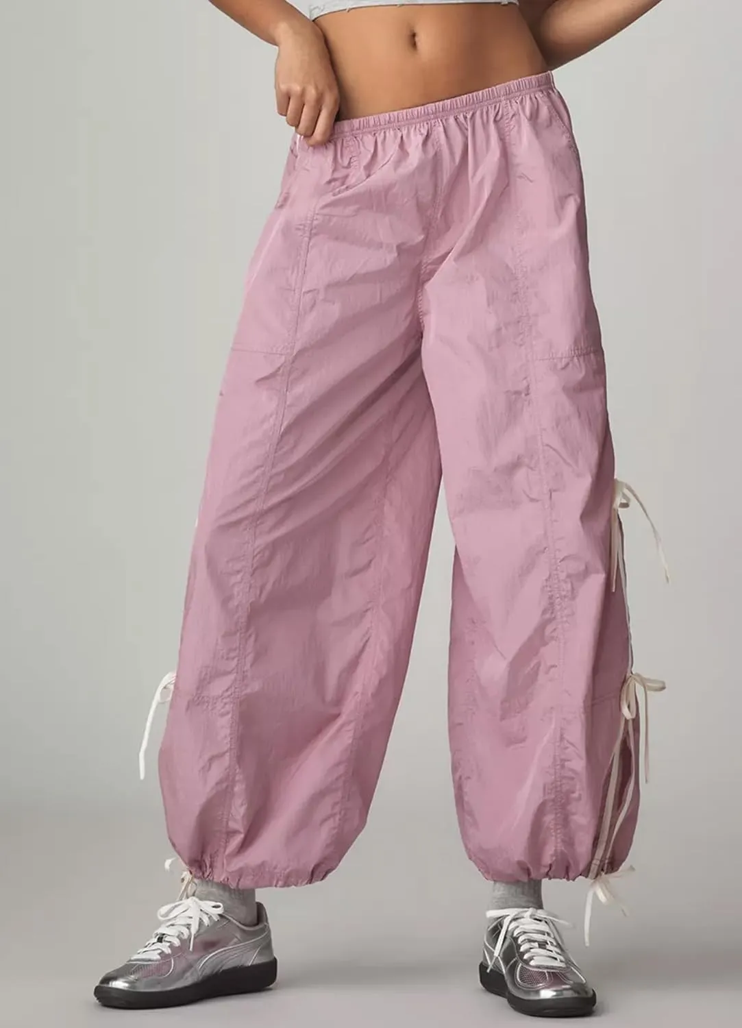 Side Bow Knot Track Pants for Women Summer Lightweight Loose Trousers Casual Baggy Y2K Lounge Pants with Pockets