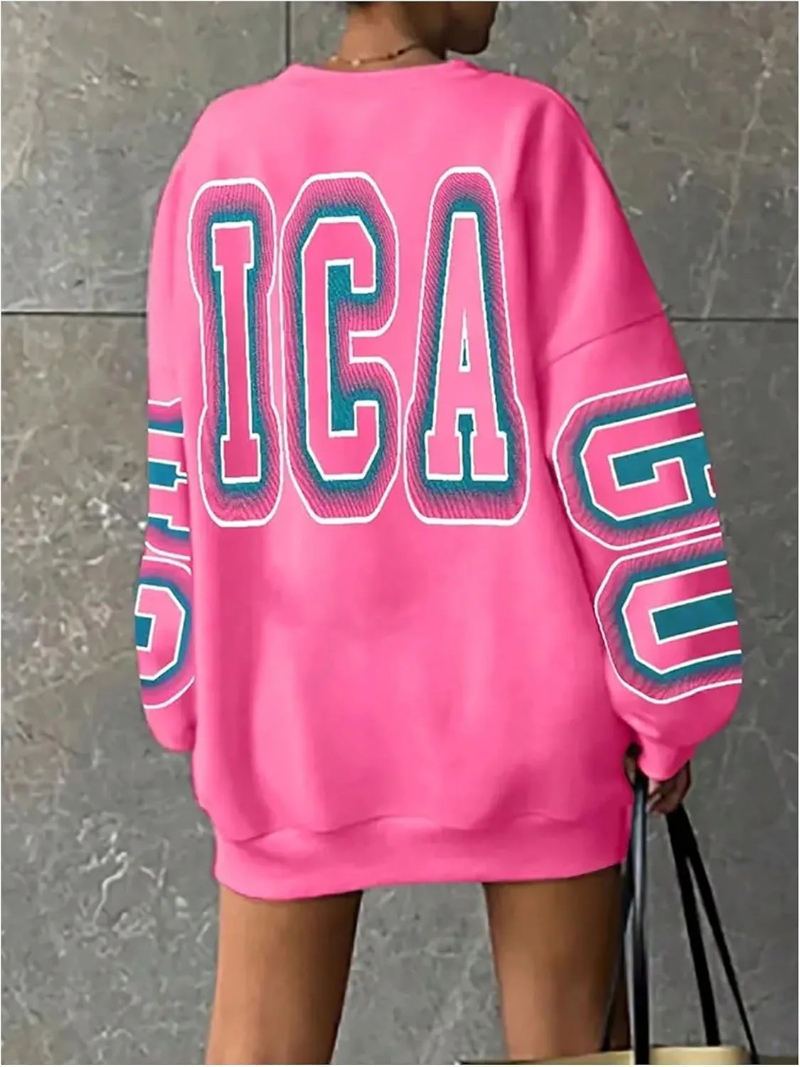 SOLY HUX Women's Oversized Preppy Sweatshirts Letter Graphic Crew Neck Long Sleeve Pullover Tops