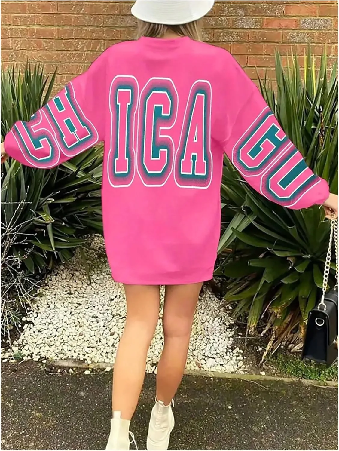 SOLY HUX Women's Oversized Preppy Sweatshirts Letter Graphic Crew Neck Long Sleeve Pullover Tops