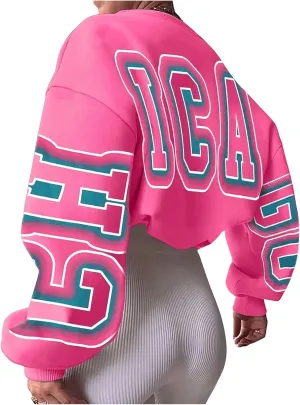 SOLY HUX Women's Oversized Preppy Sweatshirts Letter Graphic Crew Neck Long Sleeve Pullover Tops