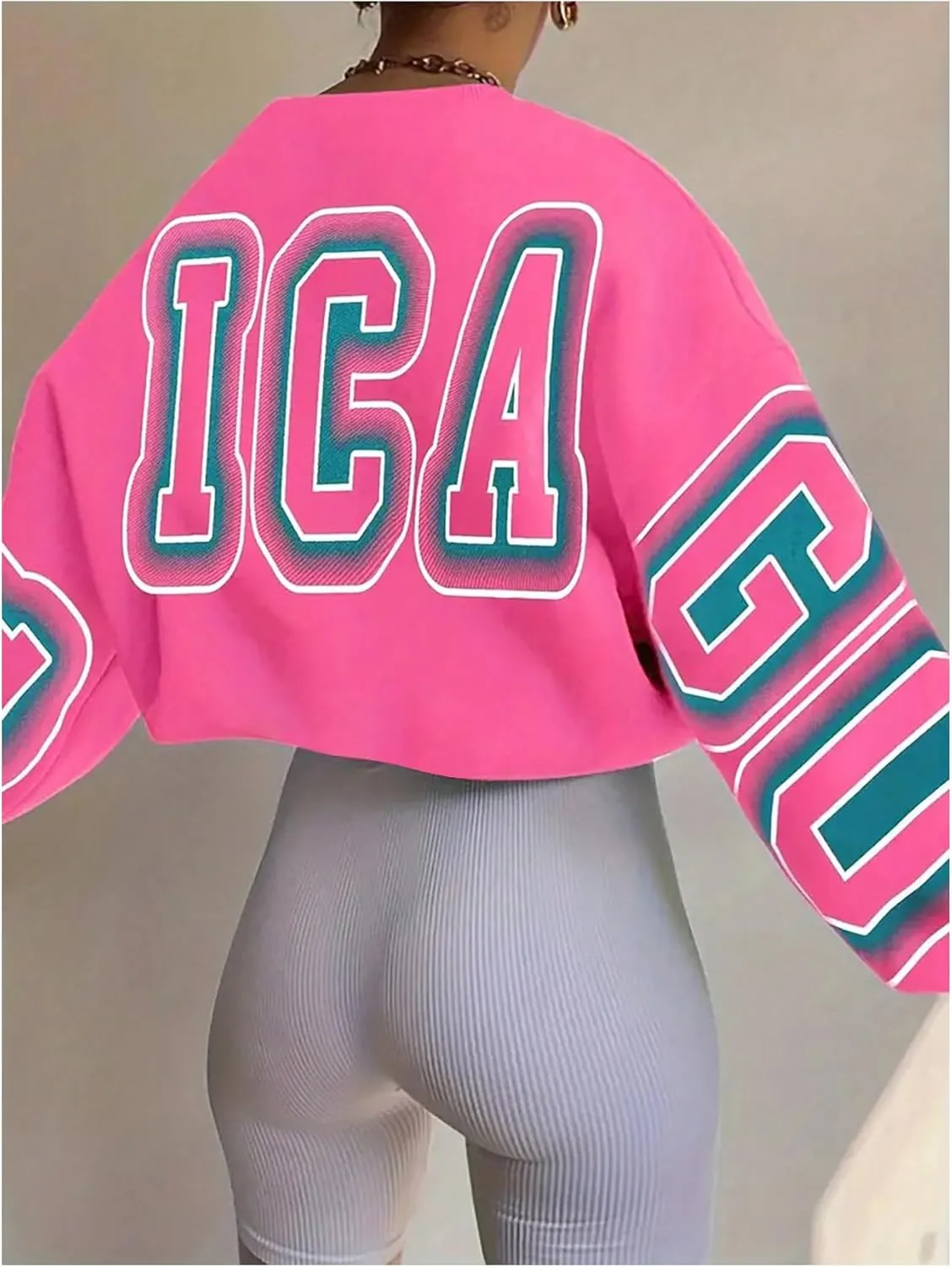 SOLY HUX Women's Oversized Preppy Sweatshirts Letter Graphic Crew Neck Long Sleeve Pullover Tops