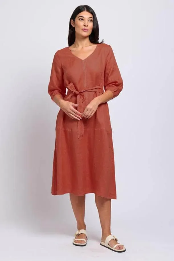 Stitch & Shout Linen Midi Dress | Bombay