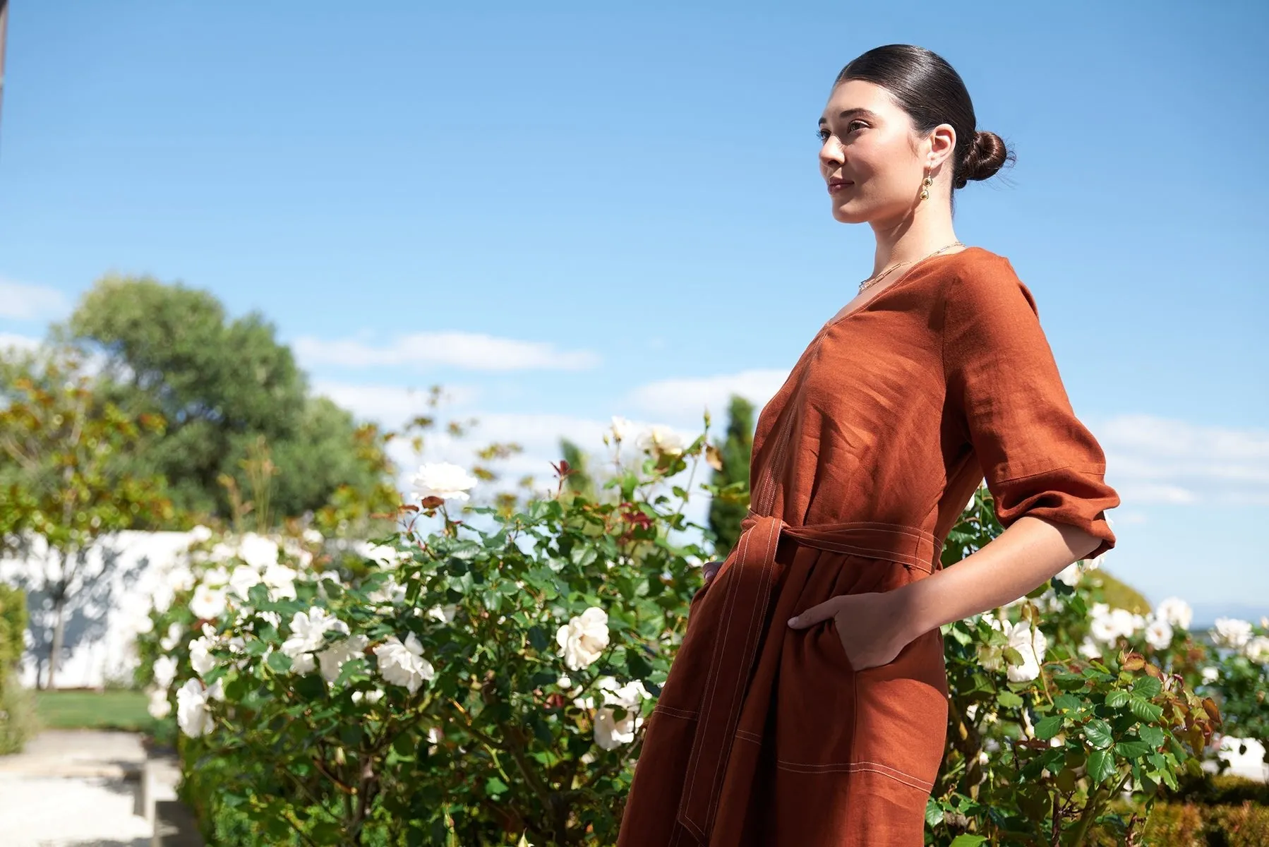 Stitch & Shout Linen Midi Dress | Bombay
