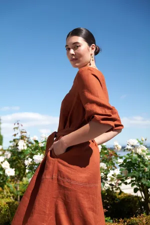 Stitch & Shout Linen Midi Dress | Bombay