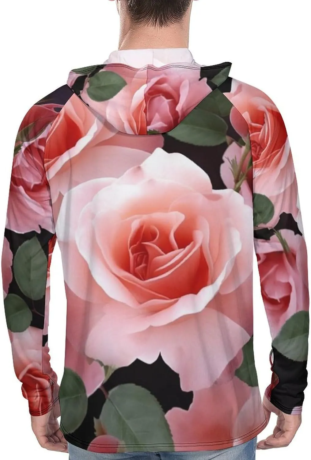 Sun Protection Shirt Long Sleeve Hoodie Blossoming Rose Flowers Lightweight Rash Guard Quick Dry Sun Shirt for Outdoor