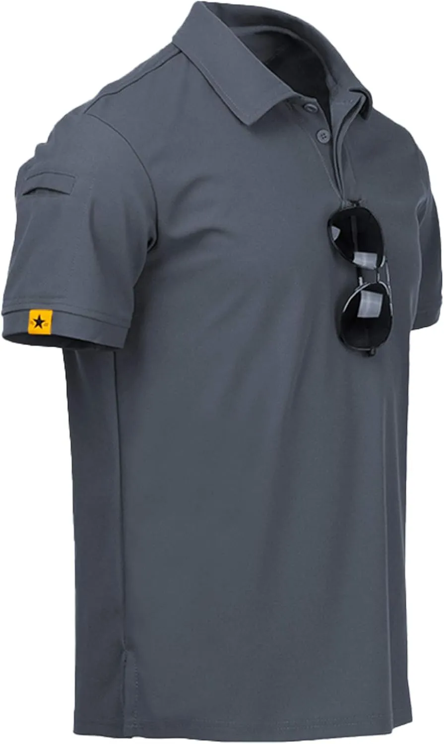 SWISSWELL Men's Tactical Polo Shirt Short Sleeve Army Combat Polo Shirts Military T-Shirt Fast Dry Summer Outdoor