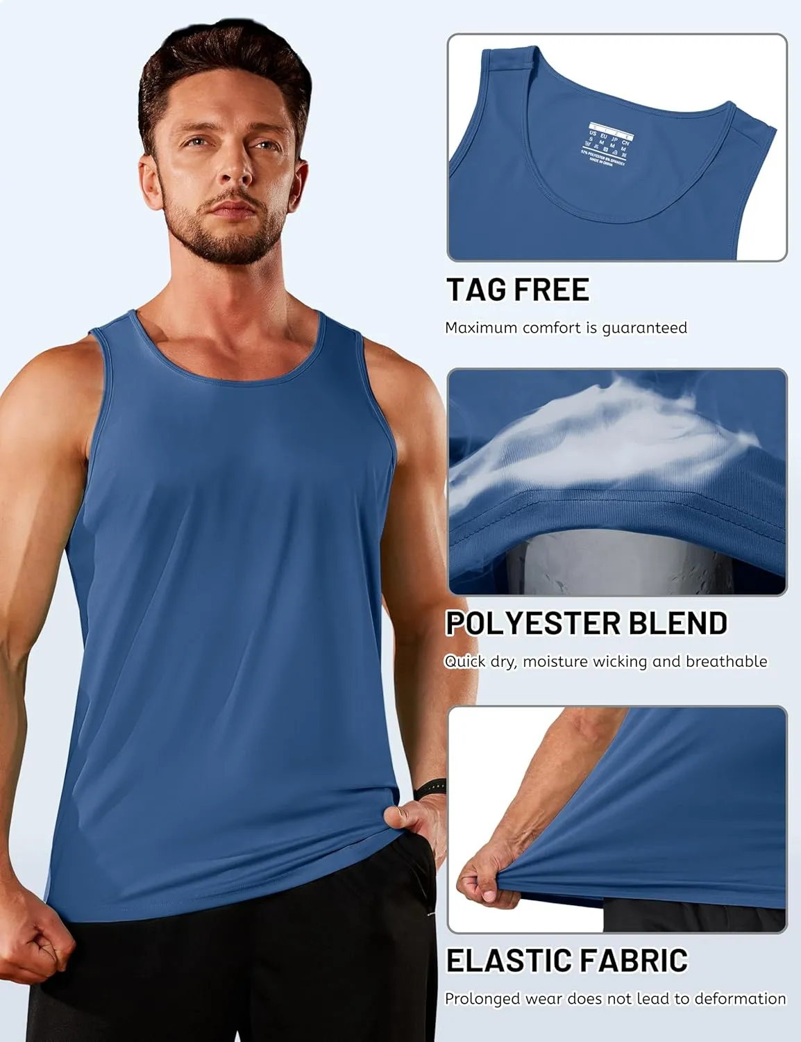 TACVASEN Men's Workout Tank Tops Sleeveless UPF 50  Summer Sun Shirts Quick Dry for Running Swim Gym Beach