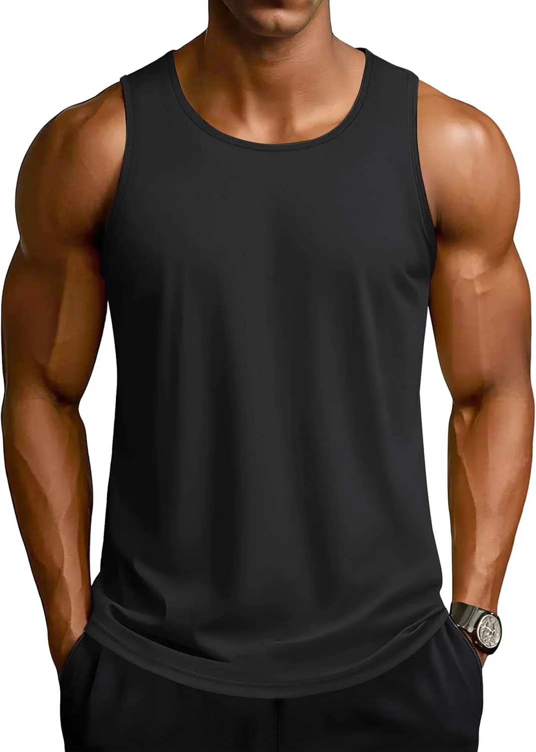 TACVASEN Men's Workout Tank Tops Sleeveless UPF 50  Summer Sun Shirts Quick Dry for Running Swim Gym Beach