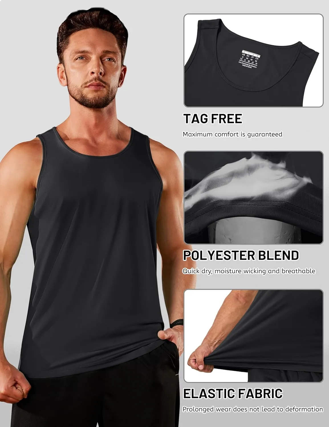 TACVASEN Men's Workout Tank Tops Sleeveless UPF 50  Summer Sun Shirts Quick Dry for Running Swim Gym Beach