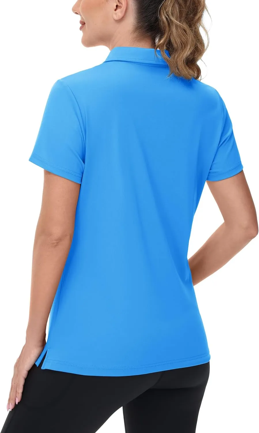 TACVASEN Women's V-Neck Polo Shirts UPF 50  Short Sleeve Sun Protection Quick Dry Golf Polos Collared Shirt