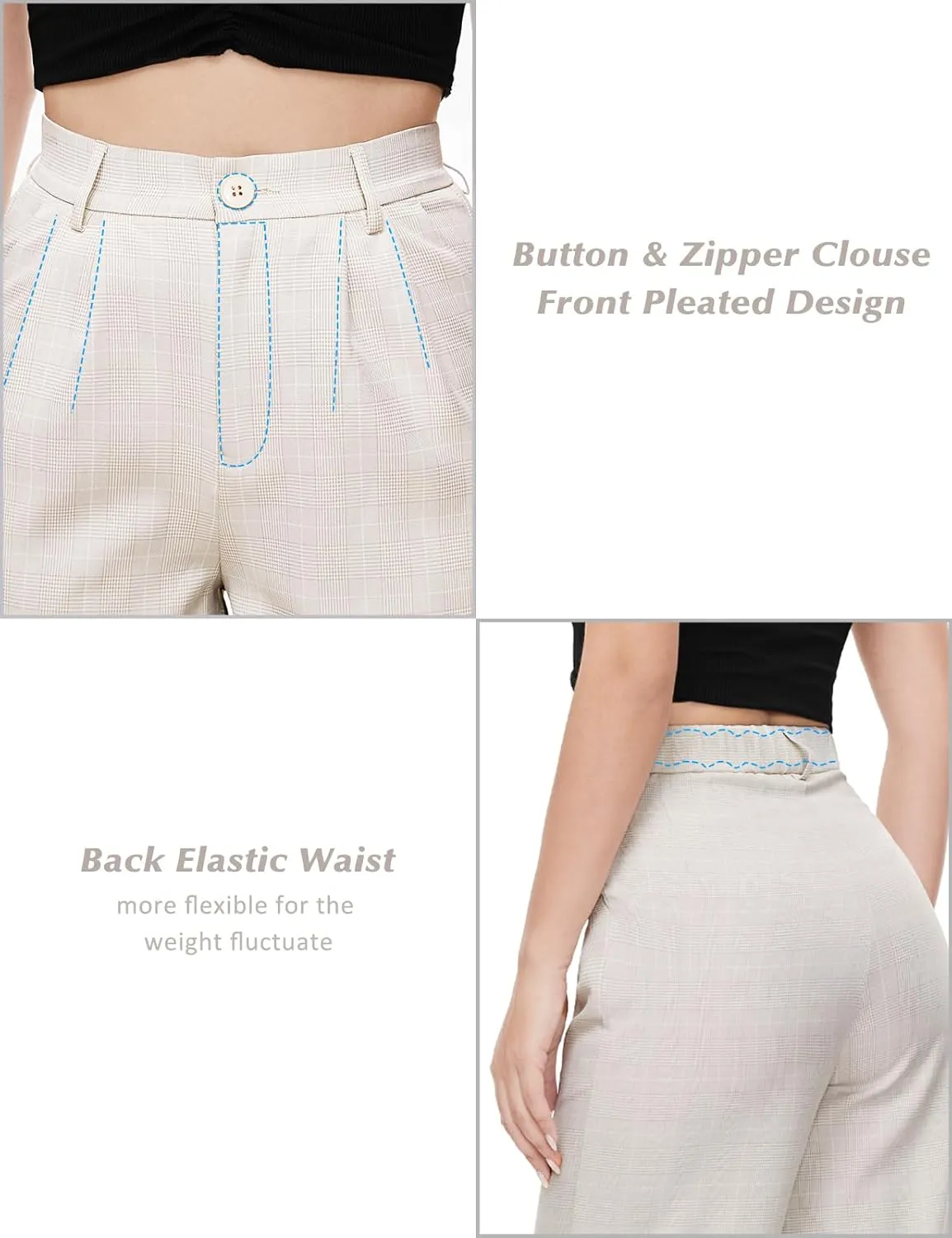 Tapata Women Wide Leg Pants High Waisted Dress Trousers Casual Elastic Pockets Business Work Slacks