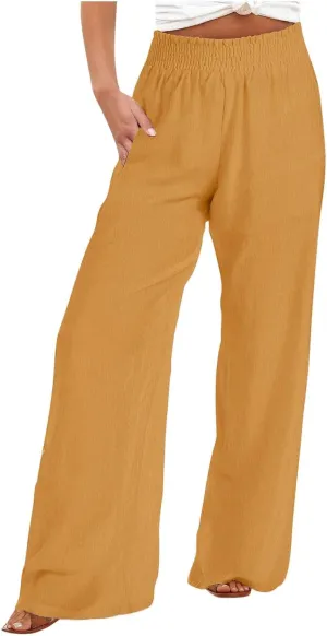 TARIENDY Plus Size Pants for Women Work Casual Women's Elastic high Waisted Trousers Summer Beach Outfits Wide Leg Pants