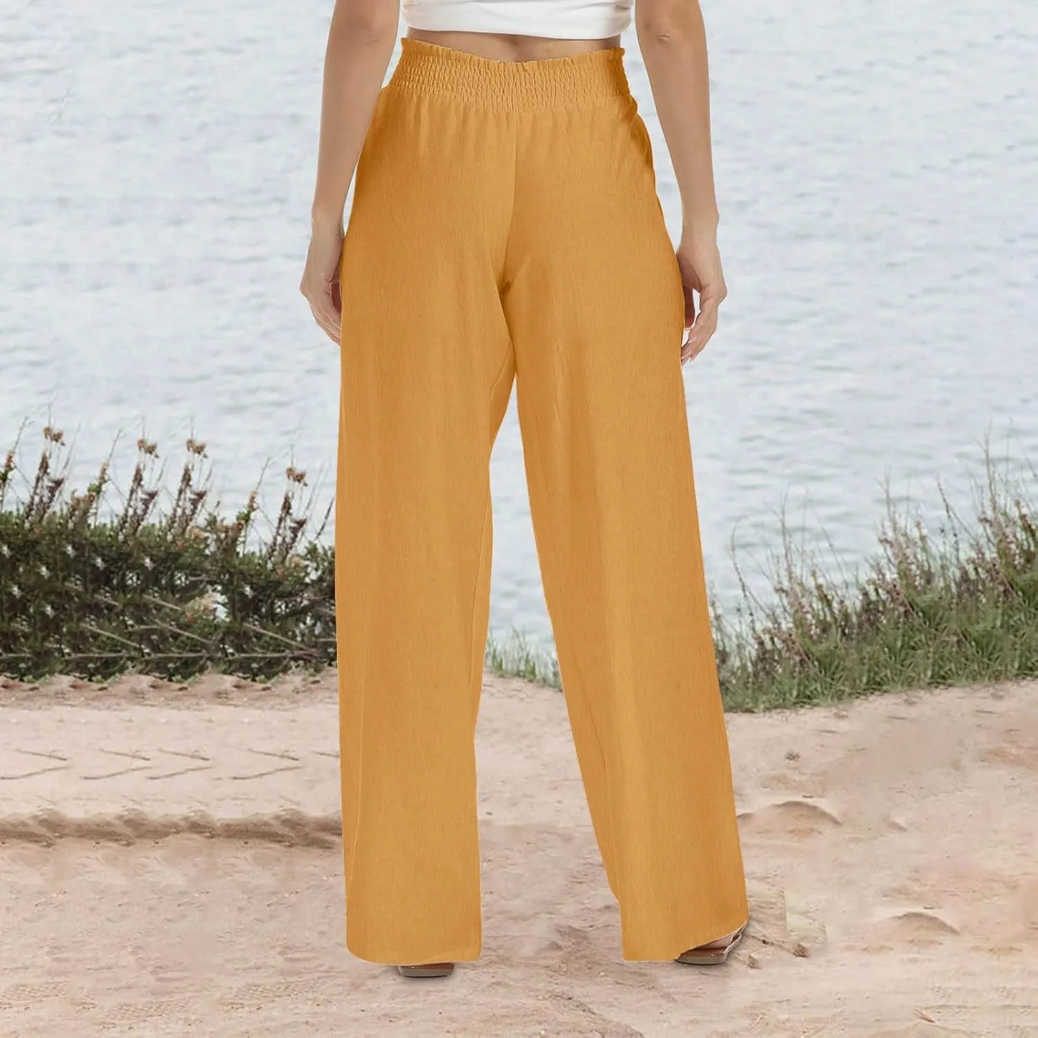 TARIENDY Plus Size Pants for Women Work Casual Women's Elastic high Waisted Trousers Summer Beach Outfits Wide Leg Pants