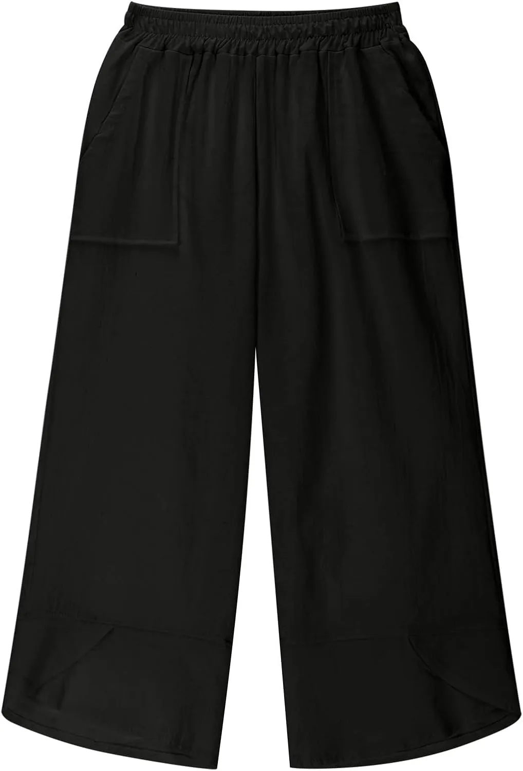 Teen Girls Palazzo Pants 2025 Summer Casual Cotton Linen Trousers Lightweight Elastic Waist Preppy Solid Loose Pant