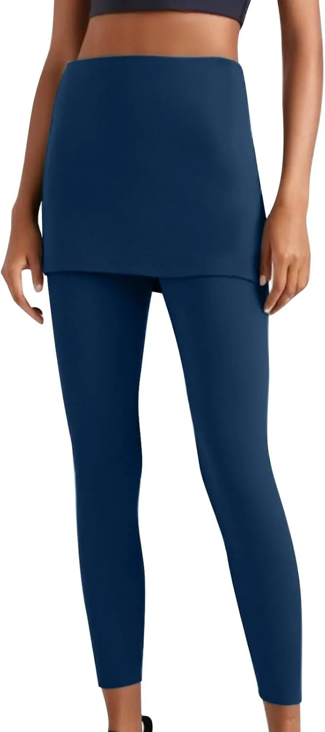 Tennis Skirted Leggings with Pockets for Women Active Skort Athletic Ruffle Pleated Golf Skapri with Skirts