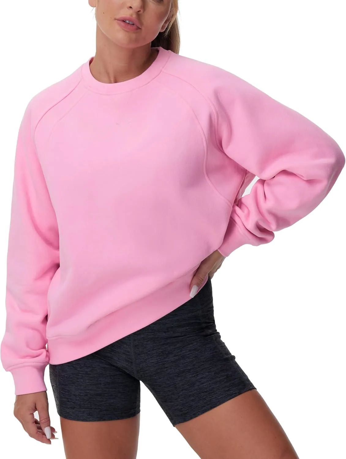 THE GYM PEOPLE Women's Oversized Fleece Sweatshirts Loose Fit Crewneck Long Sleeve Pullover Tops