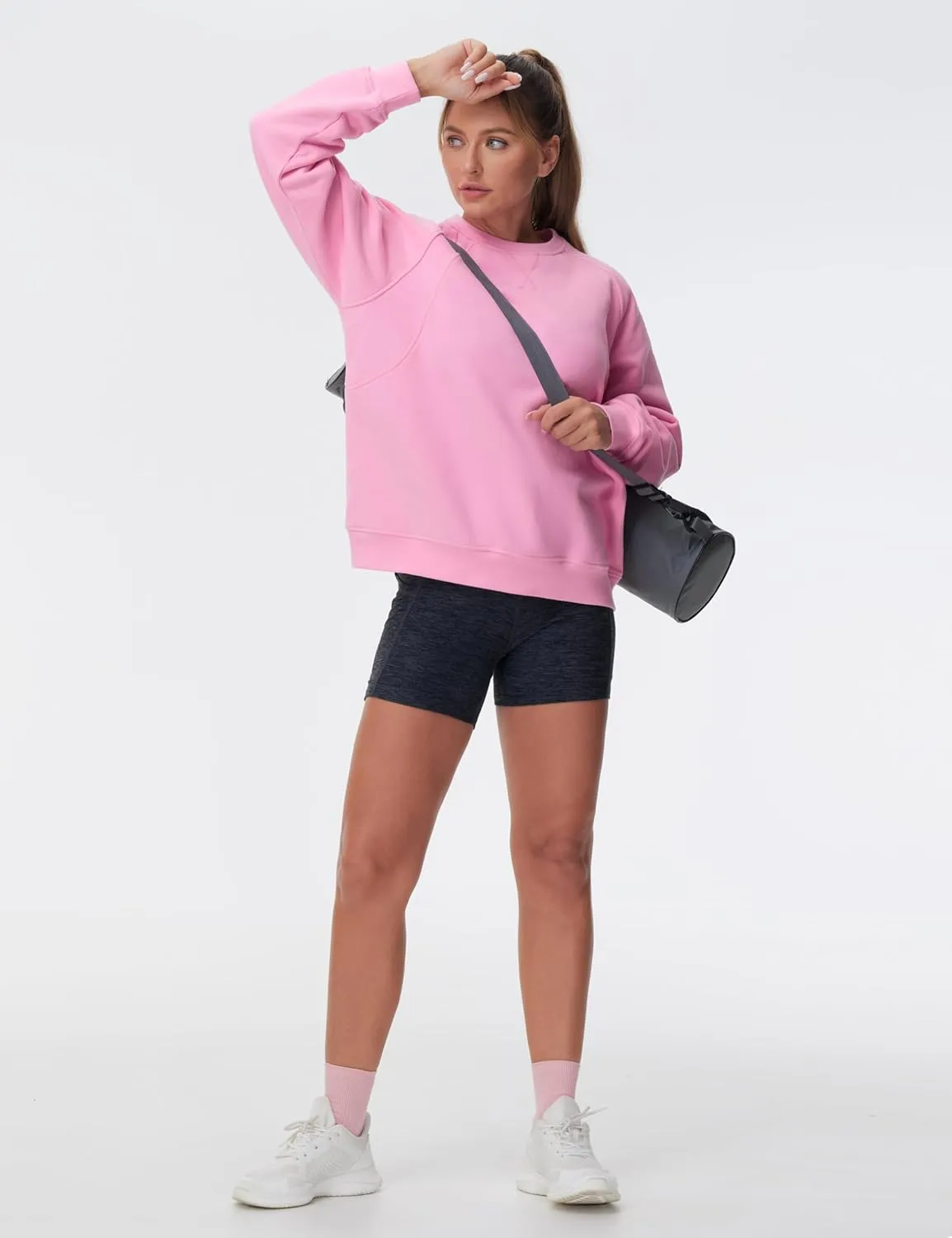 THE GYM PEOPLE Women's Oversized Fleece Sweatshirts Loose Fit Crewneck Long Sleeve Pullover Tops