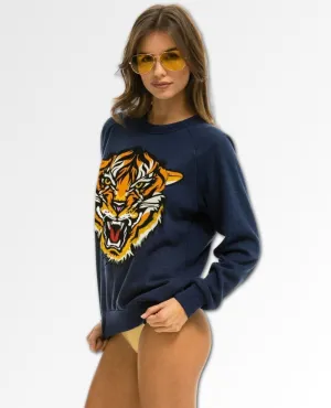Tiger Print Crew Navy