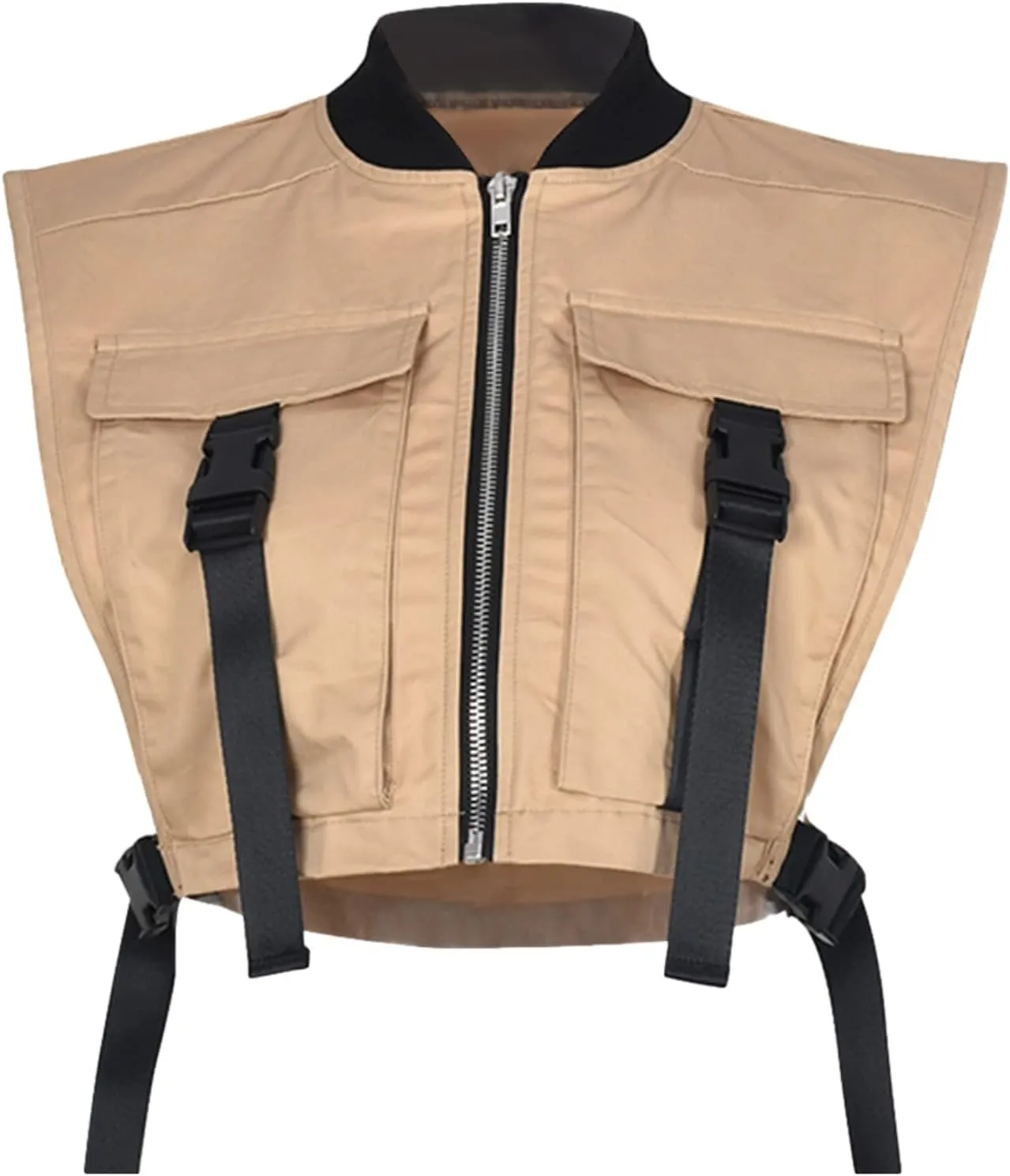 UATKIMI Women's Sleeveless Crop Vest Buckle Zip Up Jacket Cargo Tops with Pockets