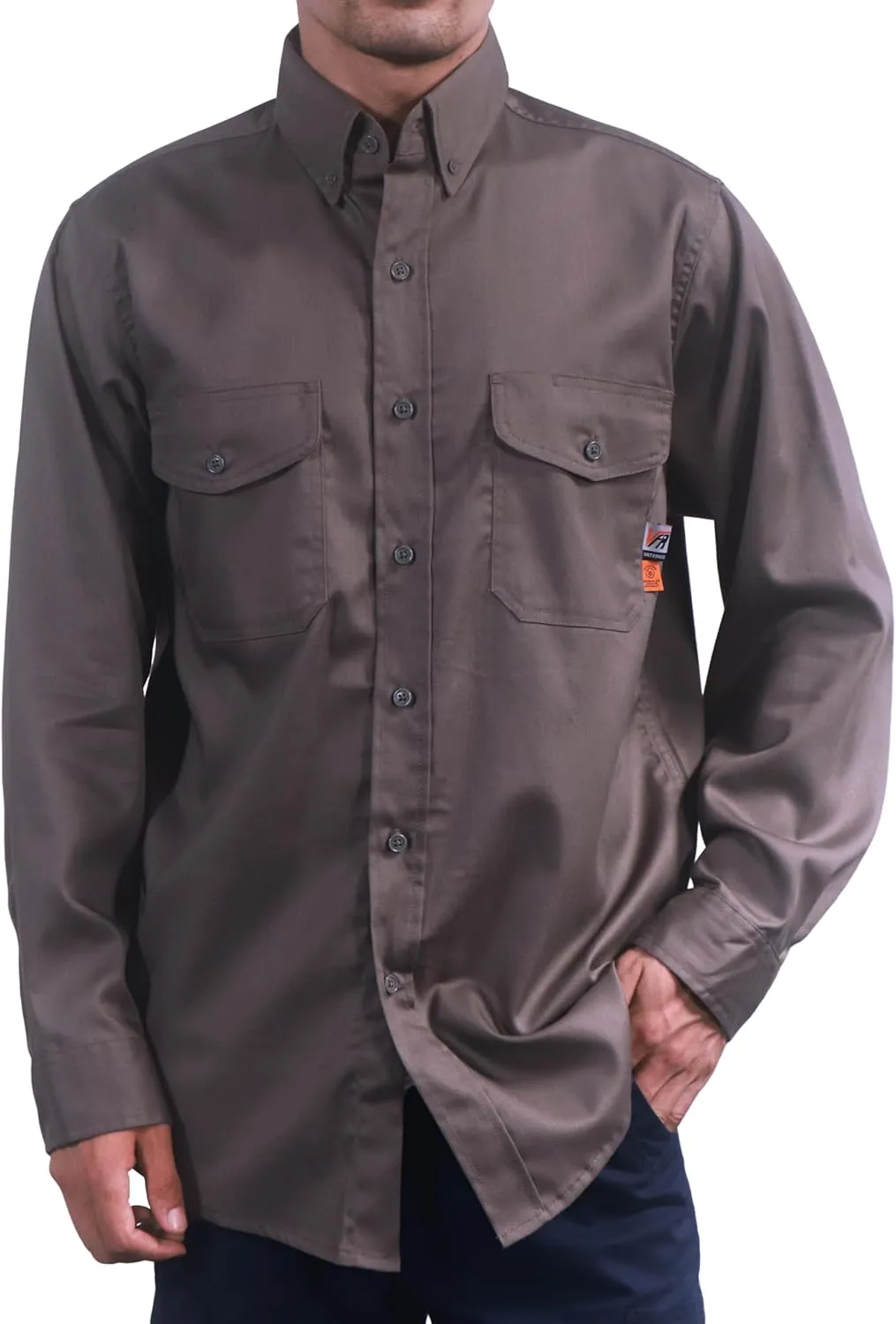 VATRENUS FR Shirts for Men 6.5oz Button Down Flame Resistant 100% Cotton Men's Pre-Washed Fire Retardant Work Shirt