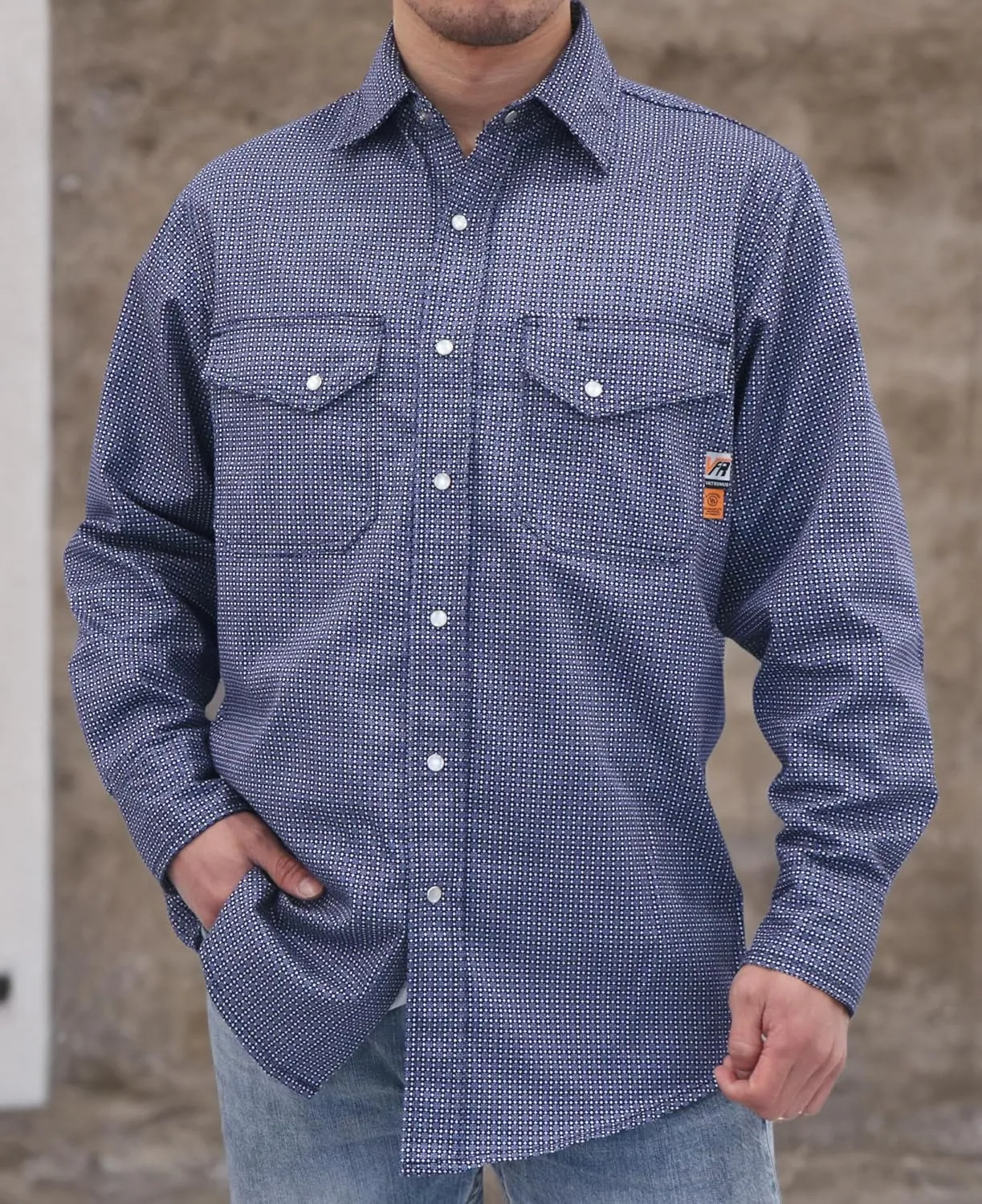 VATRENUS FR Shirts for Men Print Plaid 6.5oz Flame Resistant 100% Cotton Men's Pre-Washed Fire Retardant Work Shirt