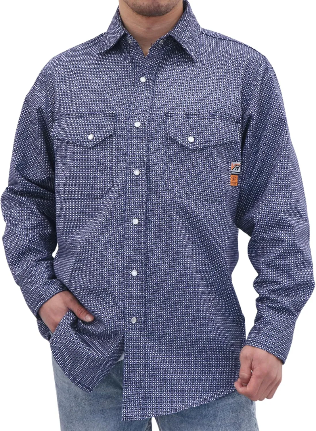 VATRENUS FR Shirts for Men Print Plaid 6.5oz Flame Resistant 100% Cotton Men's Pre-Washed Fire Retardant Work Shirt