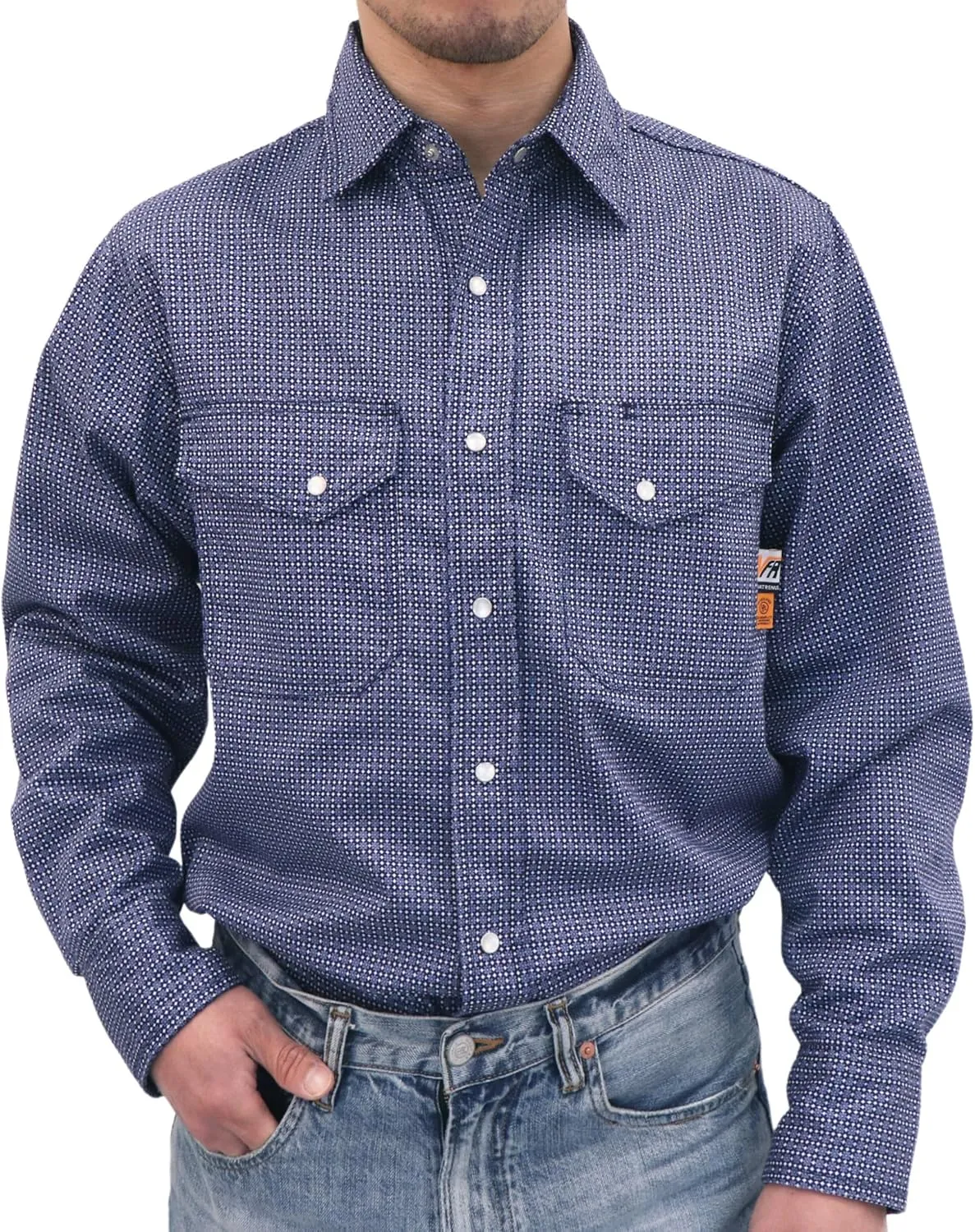 VATRENUS FR Shirts for Men Print Plaid 6.5oz Flame Resistant 100% Cotton Men's Pre-Washed Fire Retardant Work Shirt
