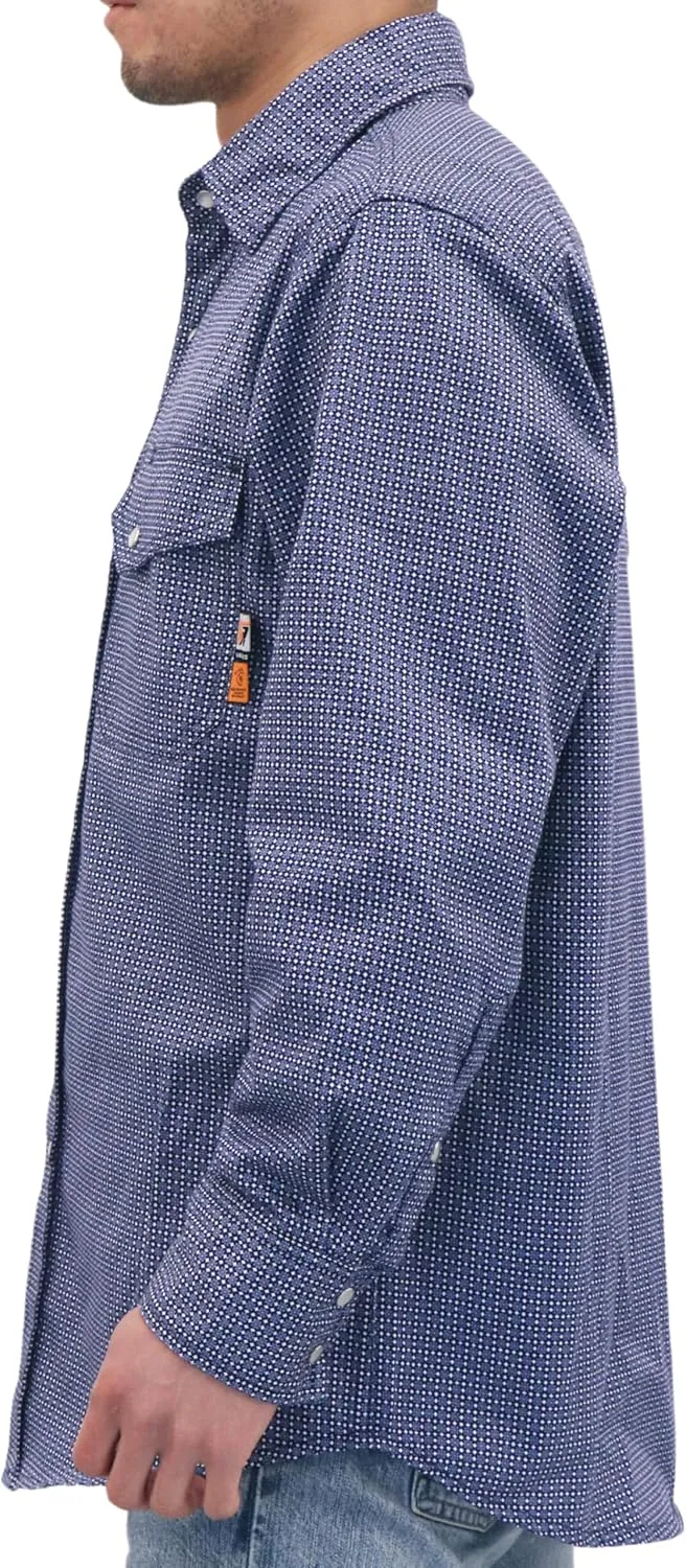 VATRENUS FR Shirts for Men Print Plaid 6.5oz Flame Resistant 100% Cotton Men's Pre-Washed Fire Retardant Work Shirt