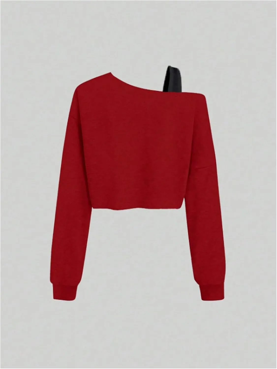 Verdusa Girl's Y2k Off The Shoulder Crop Tops Asymmetrical Neck Fall Athletic Sweatshirts