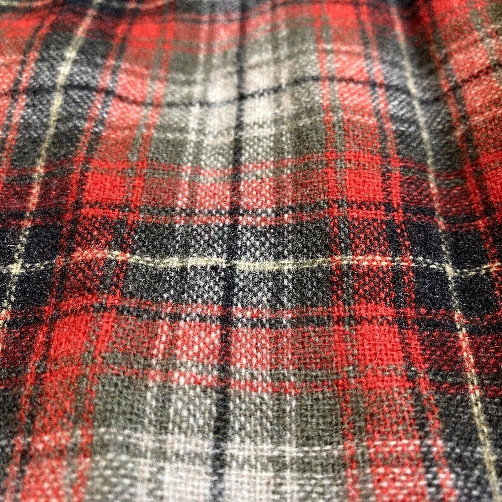 Vintage Brent Wool Blend Shacket Mens Small Red Plaid Long Sleeve Buttons Japan