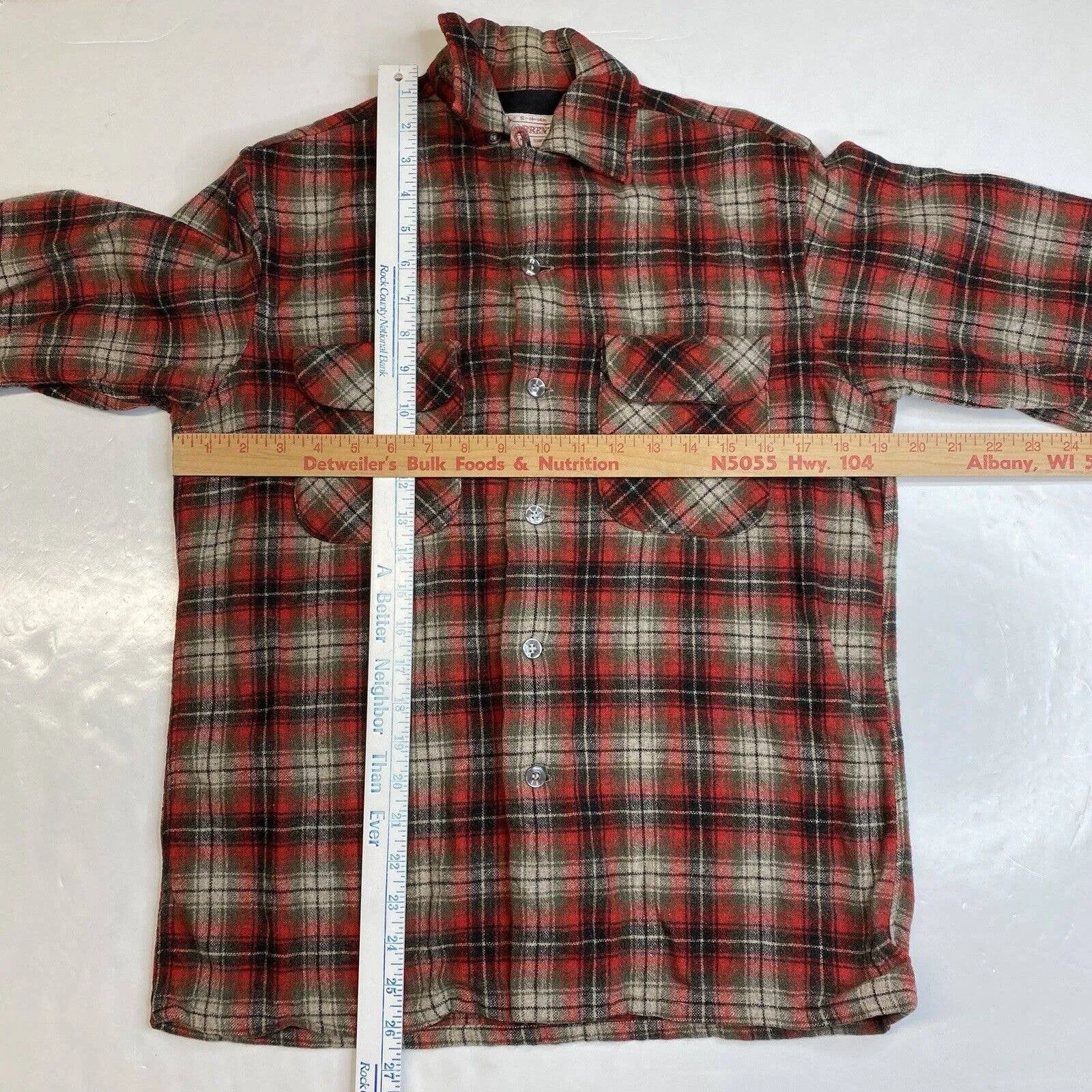 Vintage Brent Wool Blend Shacket Mens Small Red Plaid Long Sleeve Buttons Japan