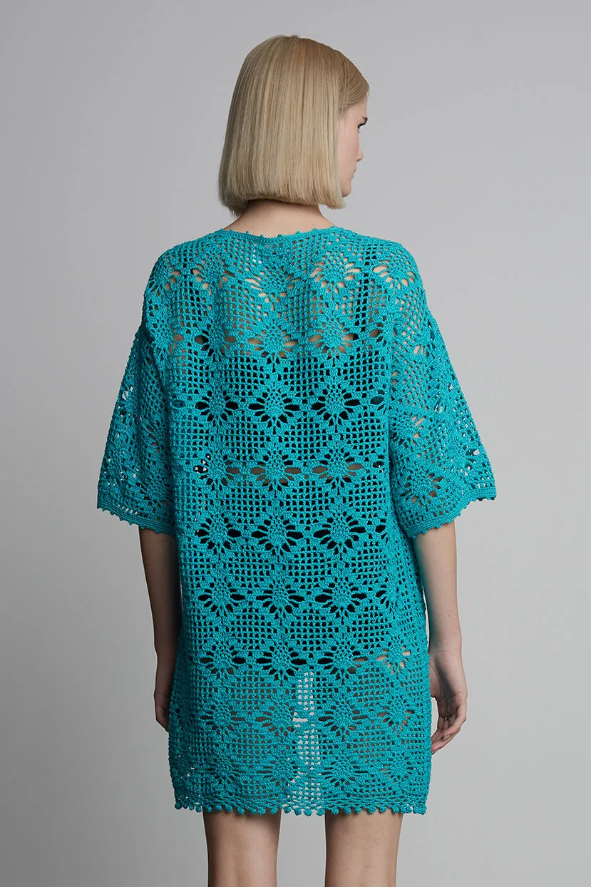 Violet Crochet Cover Up-Aquamarine