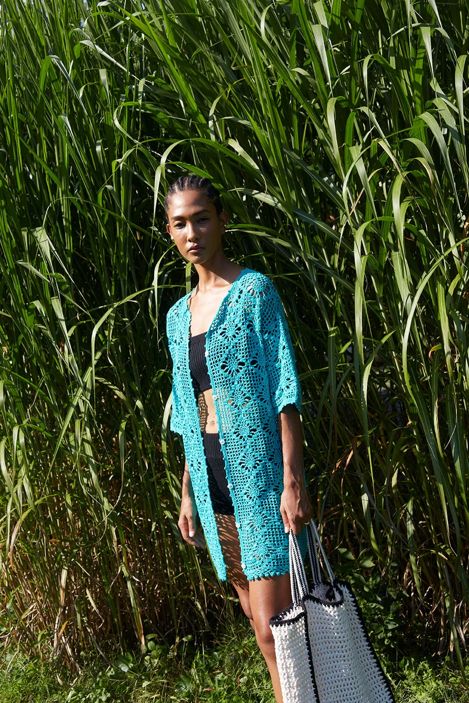 Violet Crochet Cover Up-Aquamarine