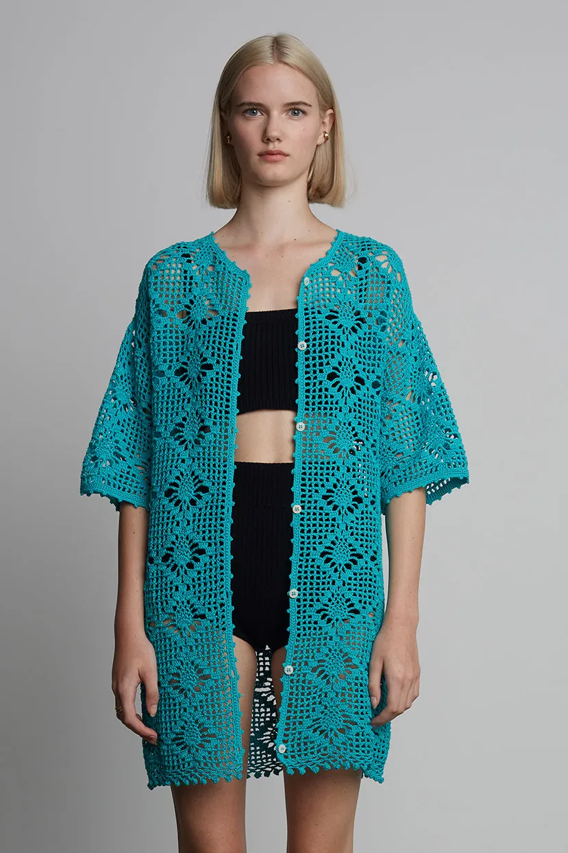 Violet Crochet Cover Up-Aquamarine