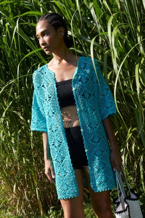 Violet Crochet Cover Up-Aquamarine