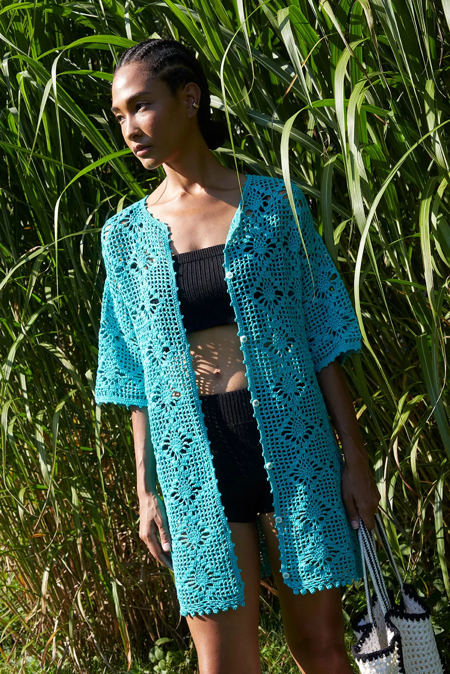 Violet Crochet Cover Up-Aquamarine