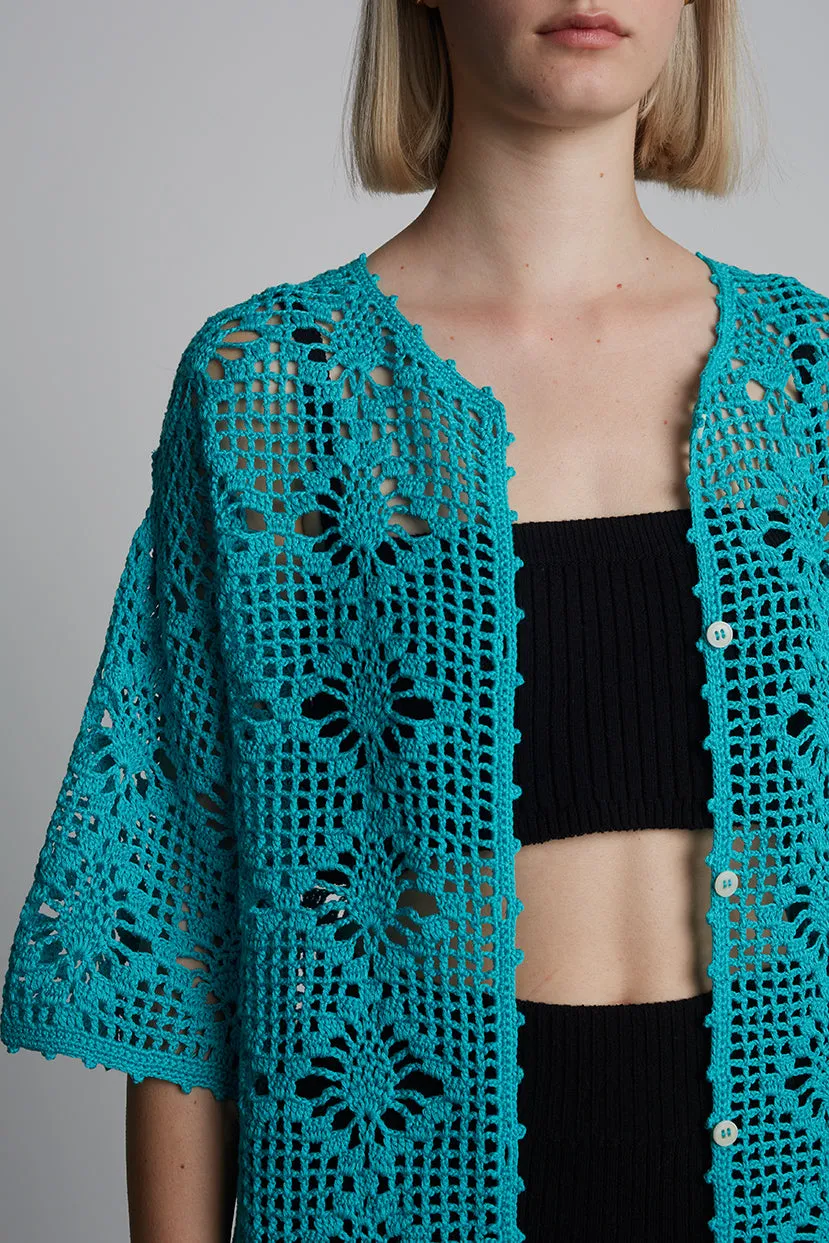 Violet Crochet Cover Up-Aquamarine