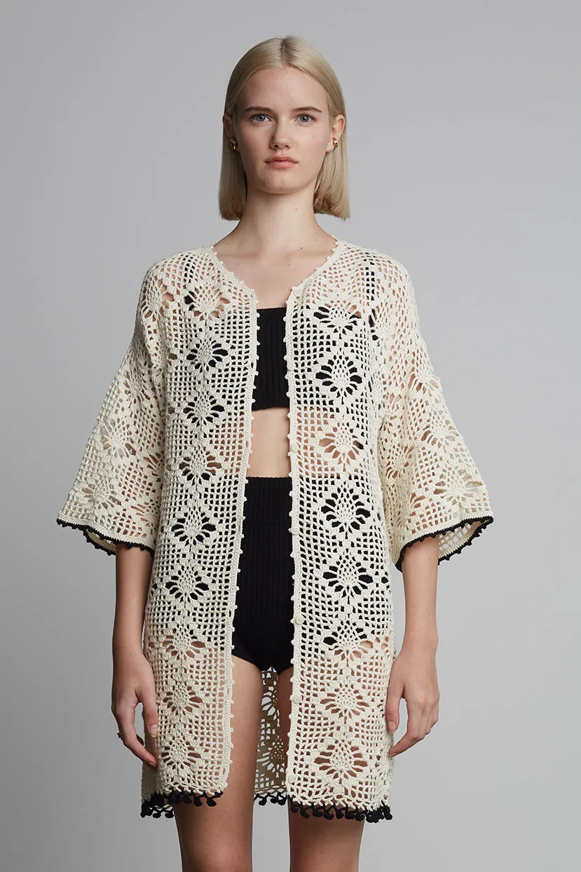 Violet Crochet Cover Up-Ivory