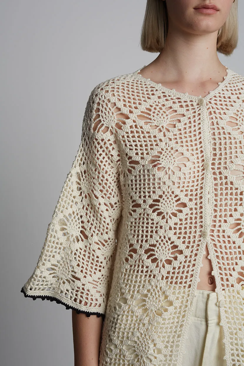 Violet Crochet Cover Up-Ivory