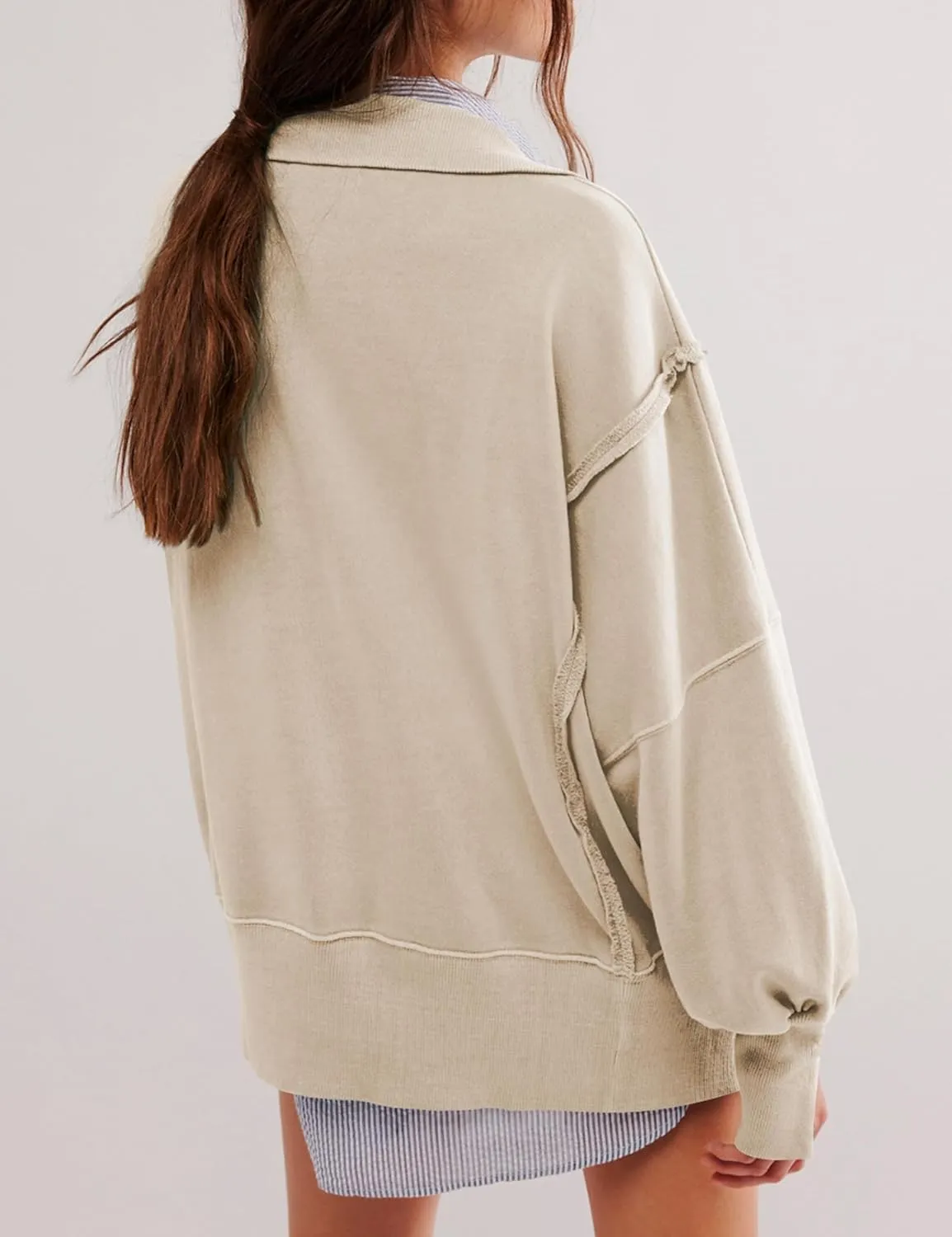 Wanzetaly Women's Oversized Sweatshirt Button Henley Neck Hoodies Long Sleeve Pullover Tops 2024 Outfits