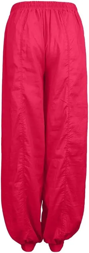 White Linen Pants Women| Wide Leg Dressy Baggy Beach Harem Pants with Pockets Solid Yoga Palazzo Pants for Women