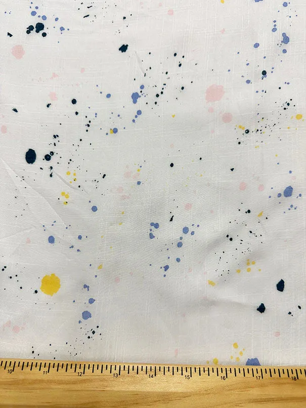 White Splatter Print Rayon Lawn Fabric